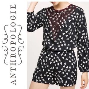 Ranna Gill Anthropologie Long Sleeve Printed Madine Romper Size small